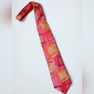 Geometric Pink and Orange Silk Scarf